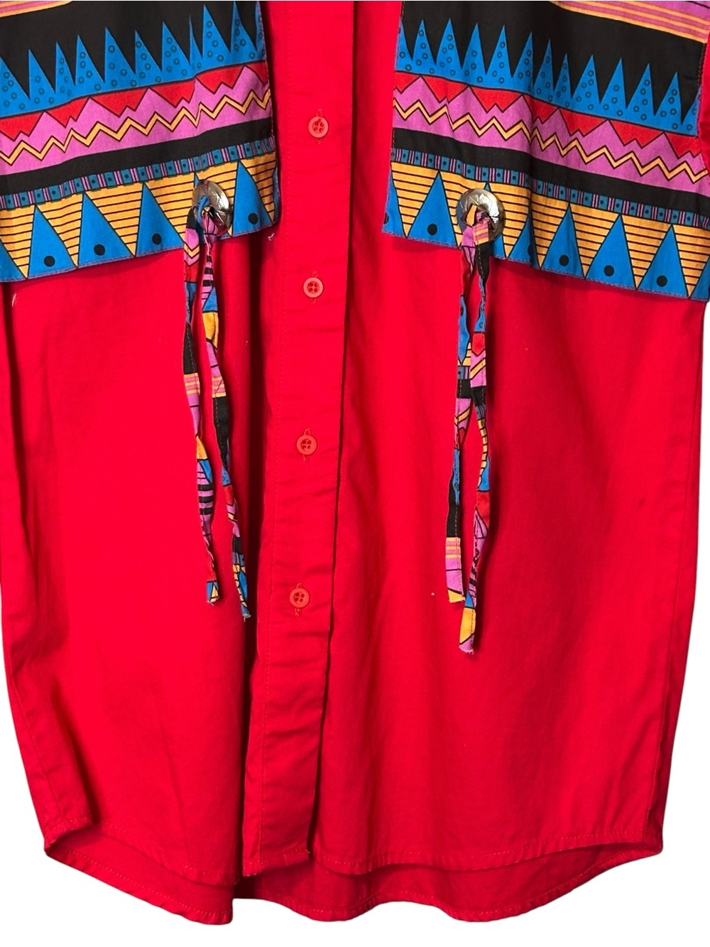 Vintage Wrangler Frontier Series Aztec Western Buttondown Shirt XS Rodeo Cowgirl - Picture 4 of 11